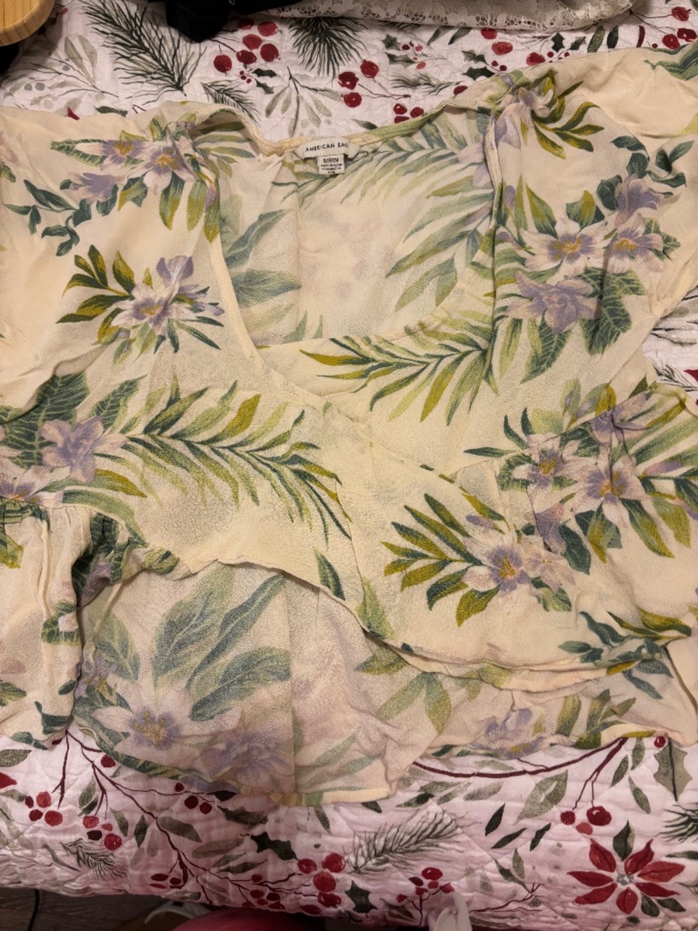 Front tie cropped flowy blouse